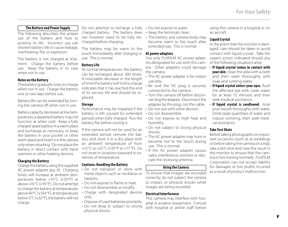 For your safety | Cyclopital3D FinePix Real 3D W1 camera User Manual | Page 5 / 128