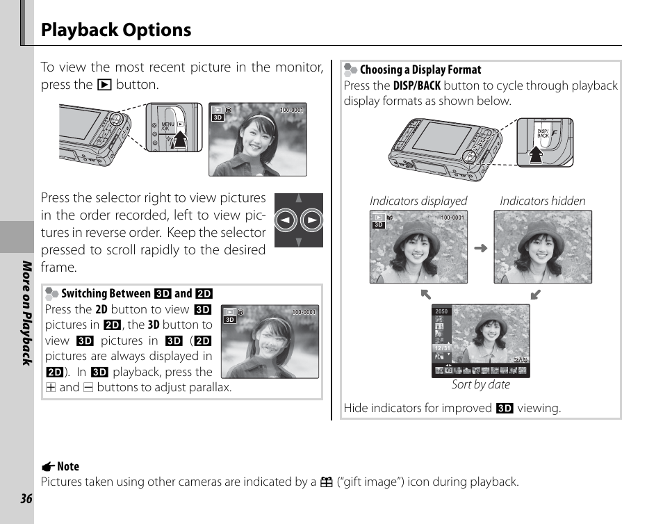 More on playback, Playback options | Cyclopital3D FinePix Real 3D W1 camera User Manual | Page 50 / 128