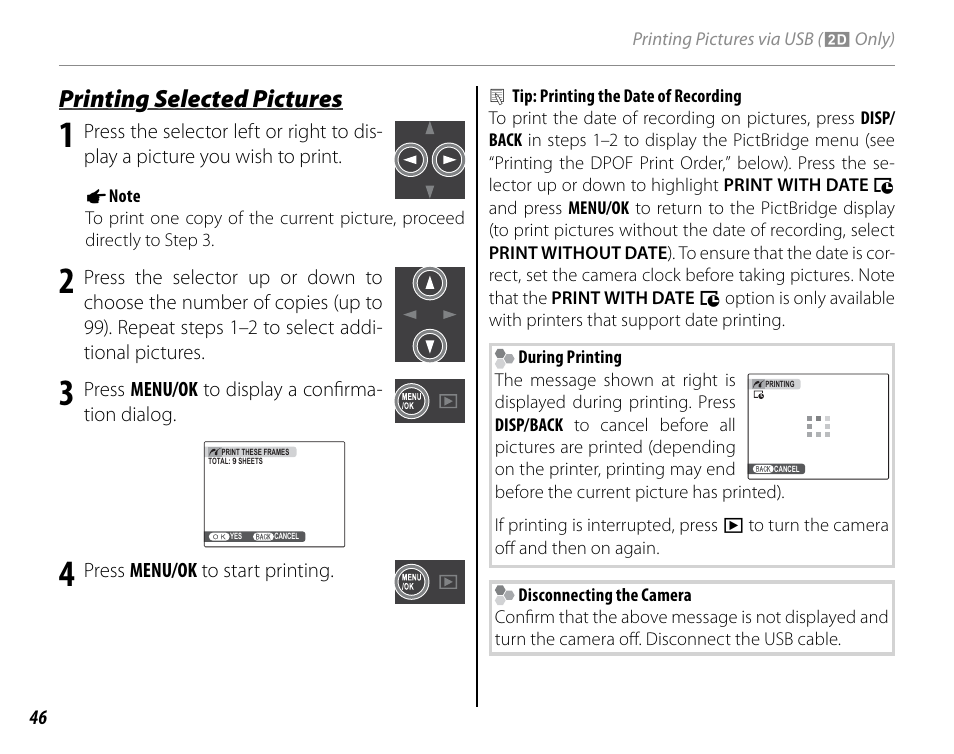 Printing selected pictures | Cyclopital3D FinePix Real 3D W1 camera User Manual | Page 60 / 128