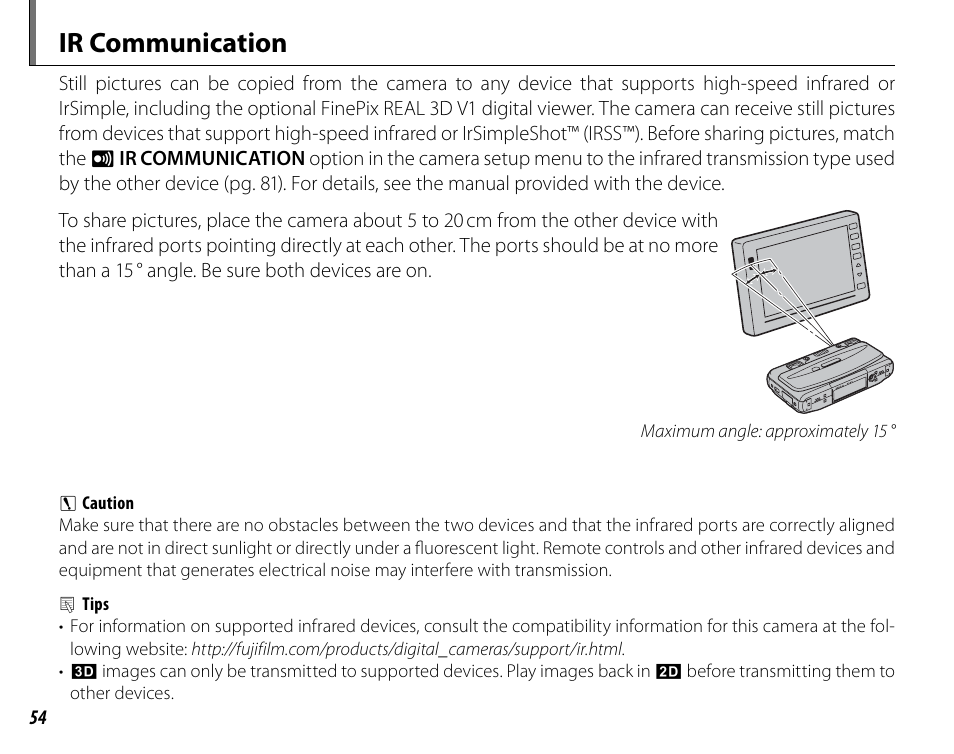 Ir communication | Cyclopital3D FinePix Real 3D W1 camera User Manual | Page 68 / 128