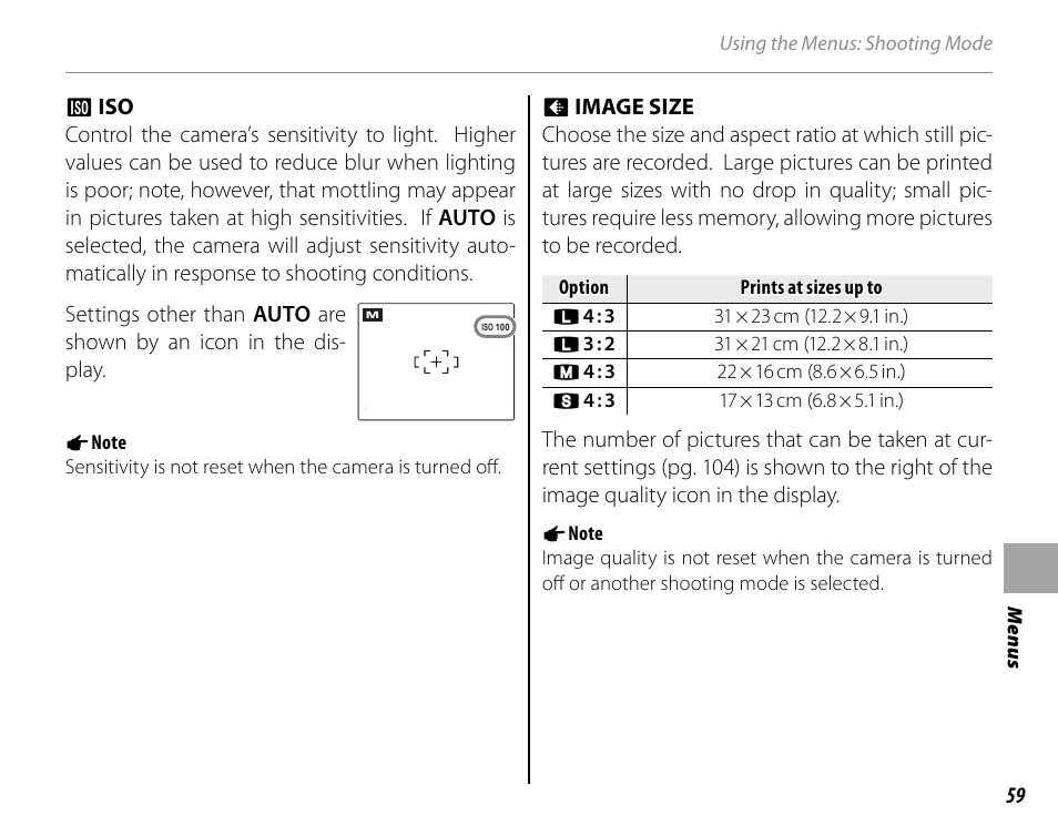 Image size | Cyclopital3D FinePix Real 3D W1 camera User Manual | Page 73 / 128