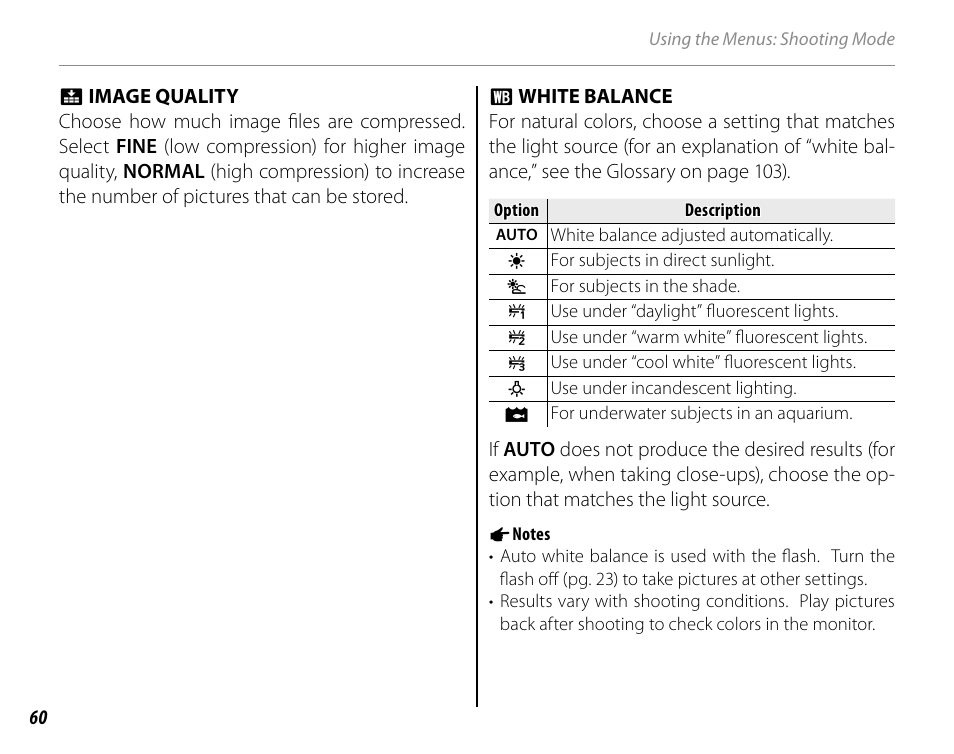 Image quality, White balance | Cyclopital3D FinePix Real 3D W1 camera User Manual | Page 74 / 128