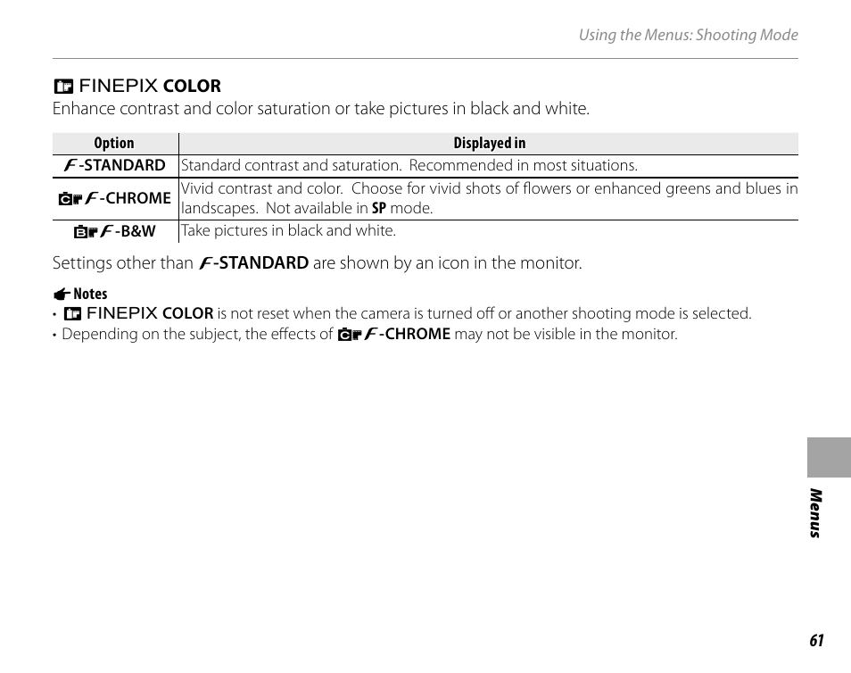 Finepix color | Cyclopital3D FinePix Real 3D W1 camera User Manual | Page 75 / 128