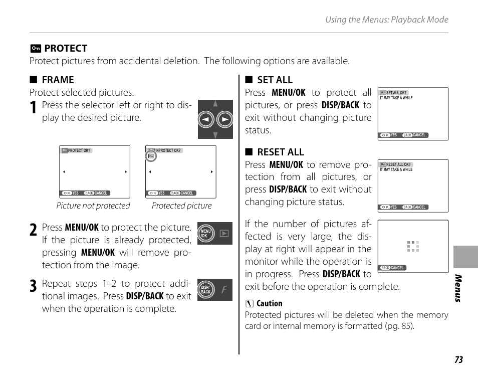 Protect | Cyclopital3D FinePix Real 3D W1 camera User Manual | Page 87 / 128