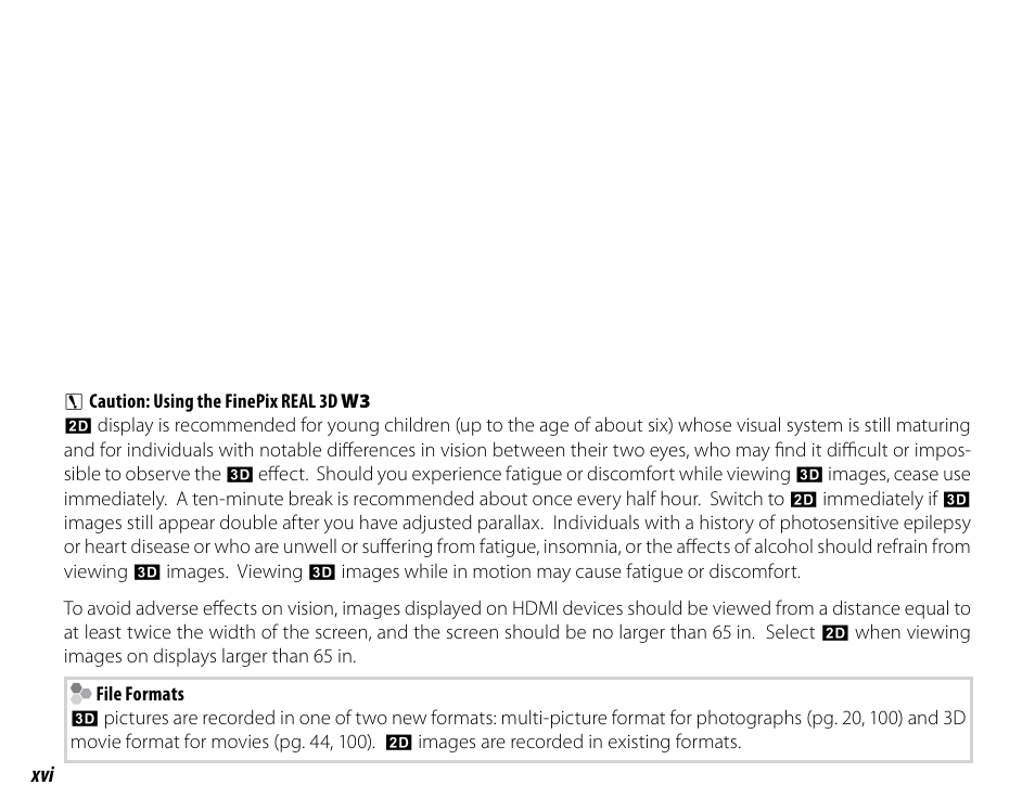 Cyclopital3D FujiPix Real 3D W3 Camera User Manual | Page 16 / 124