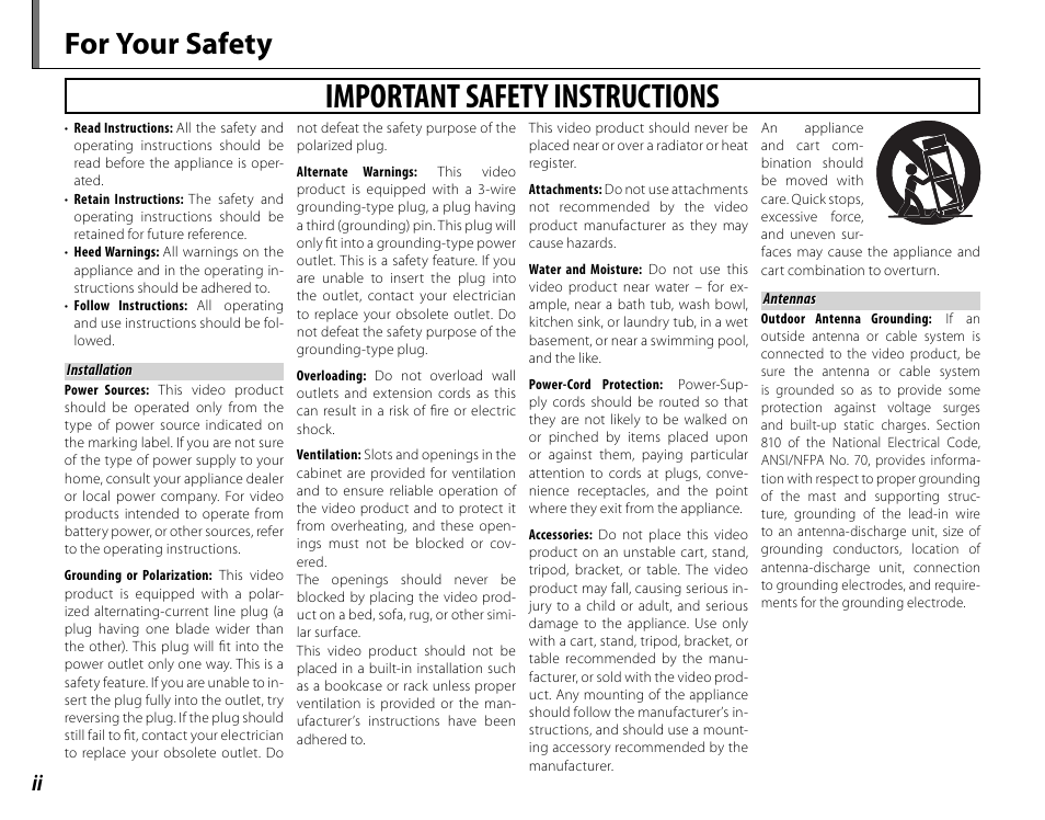 Important safety instructions, For your safety | Cyclopital3D FujiPix Real 3D W3 Camera User Manual | Page 2 / 124
