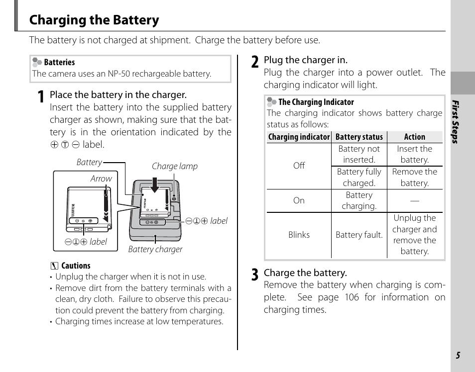Charging the battery | Cyclopital3D FujiPix Real 3D W3 Camera User Manual | Page 21 / 124