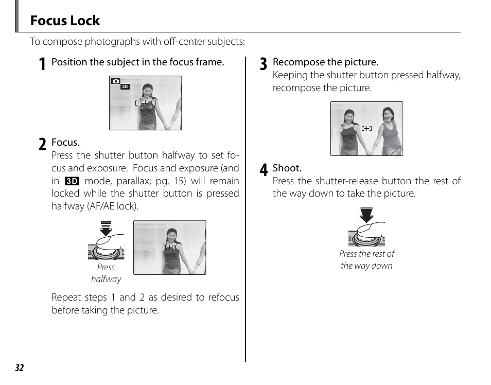 Focus lock | Cyclopital3D FujiPix Real 3D W3 Camera User Manual | Page 48 / 124