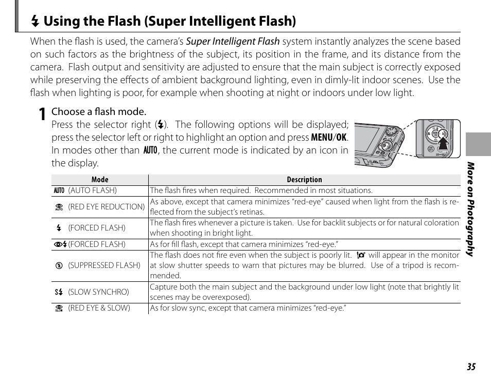 N using the flash (super intelligent flash) | Cyclopital3D FujiPix Real 3D W3 Camera User Manual | Page 51 / 124