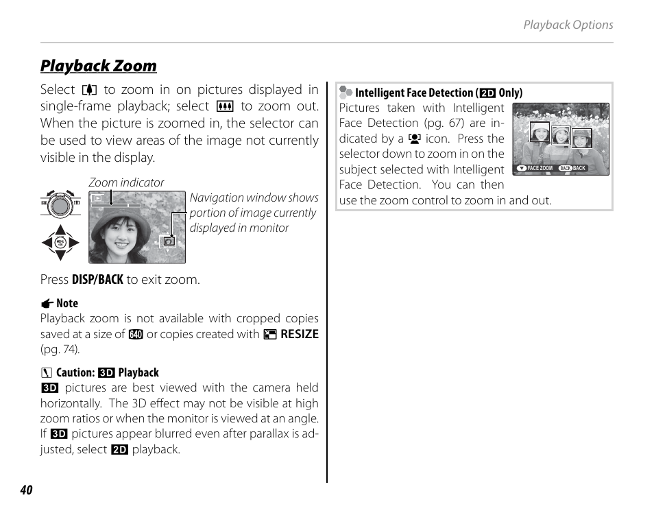 Playback zoom | Cyclopital3D FujiPix Real 3D W3 Camera User Manual | Page 56 / 124