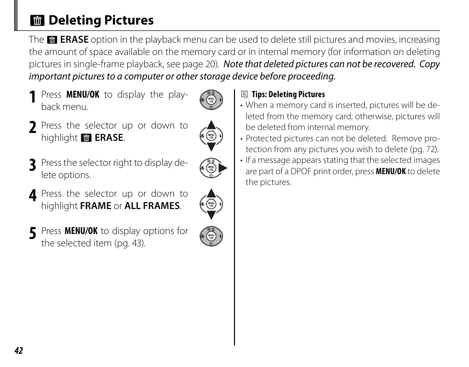 A deleting pictures | Cyclopital3D FujiPix Real 3D W3 Camera User Manual | Page 58 / 124