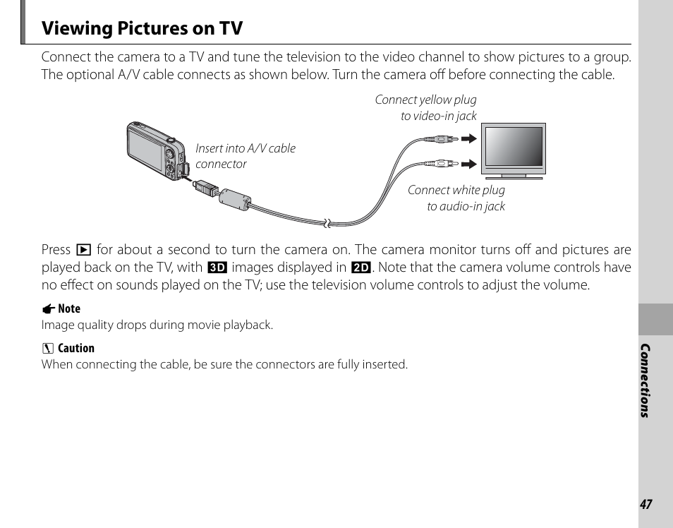 Viewing pictures on tv | Cyclopital3D FujiPix Real 3D W3 Camera User Manual | Page 63 / 124