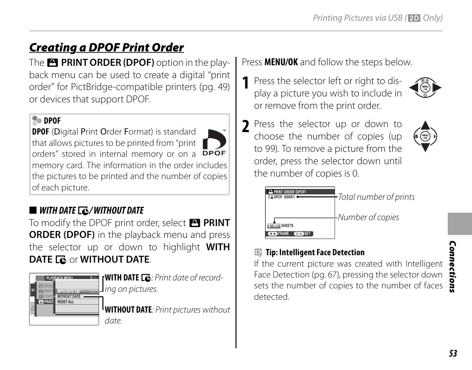 Creating a dpof print order | Cyclopital3D FujiPix Real 3D W3 Camera User Manual | Page 69 / 124