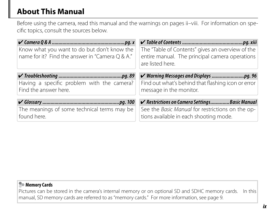 About this manual | Cyclopital3D FujiPix Real 3D W3 Camera User Manual | Page 9 / 124