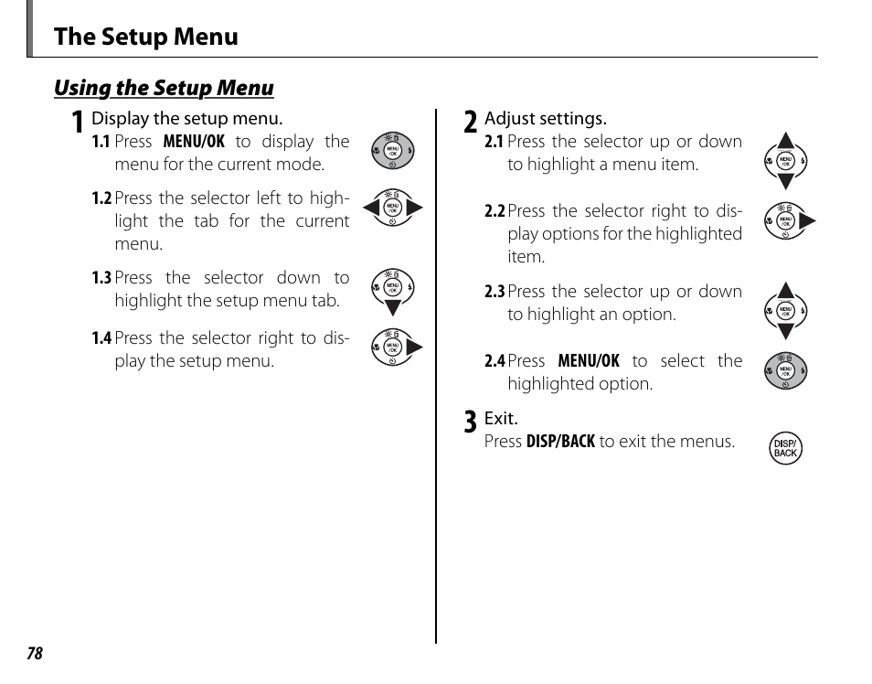 The setup menu | Cyclopital3D FujiPix Real 3D W3 Camera User Manual | Page 94 / 124