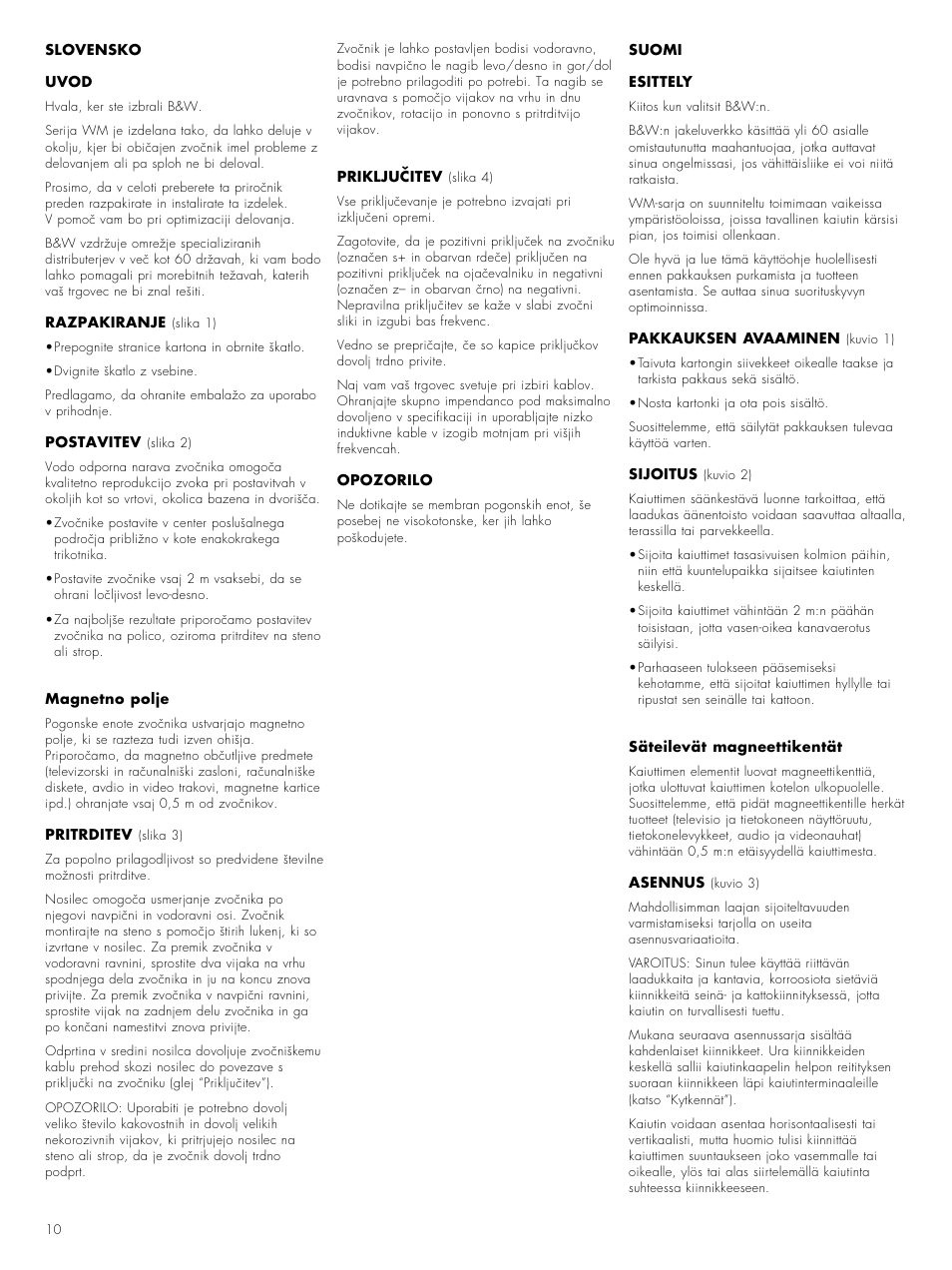Bowers & Wilkins WM 2 User Manual | Page 12 / 14