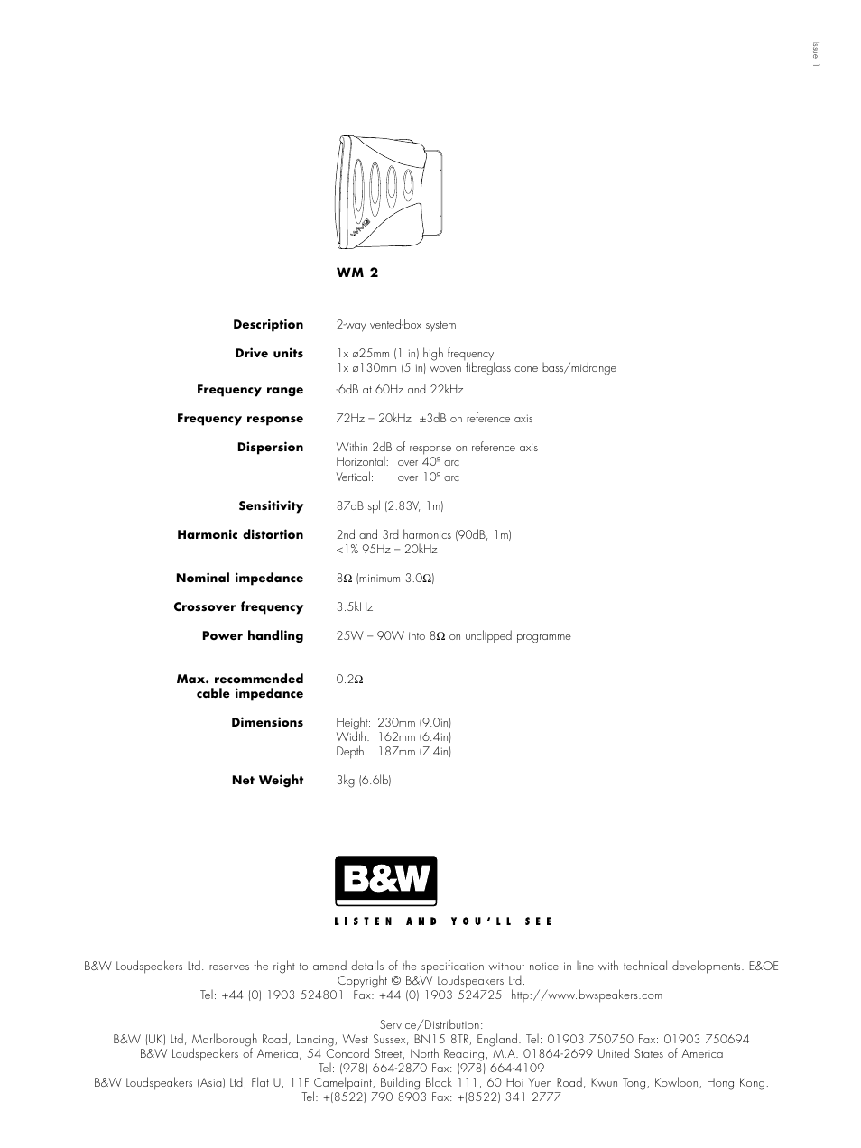 Bowers & Wilkins WM 2 User Manual | Page 14 / 14