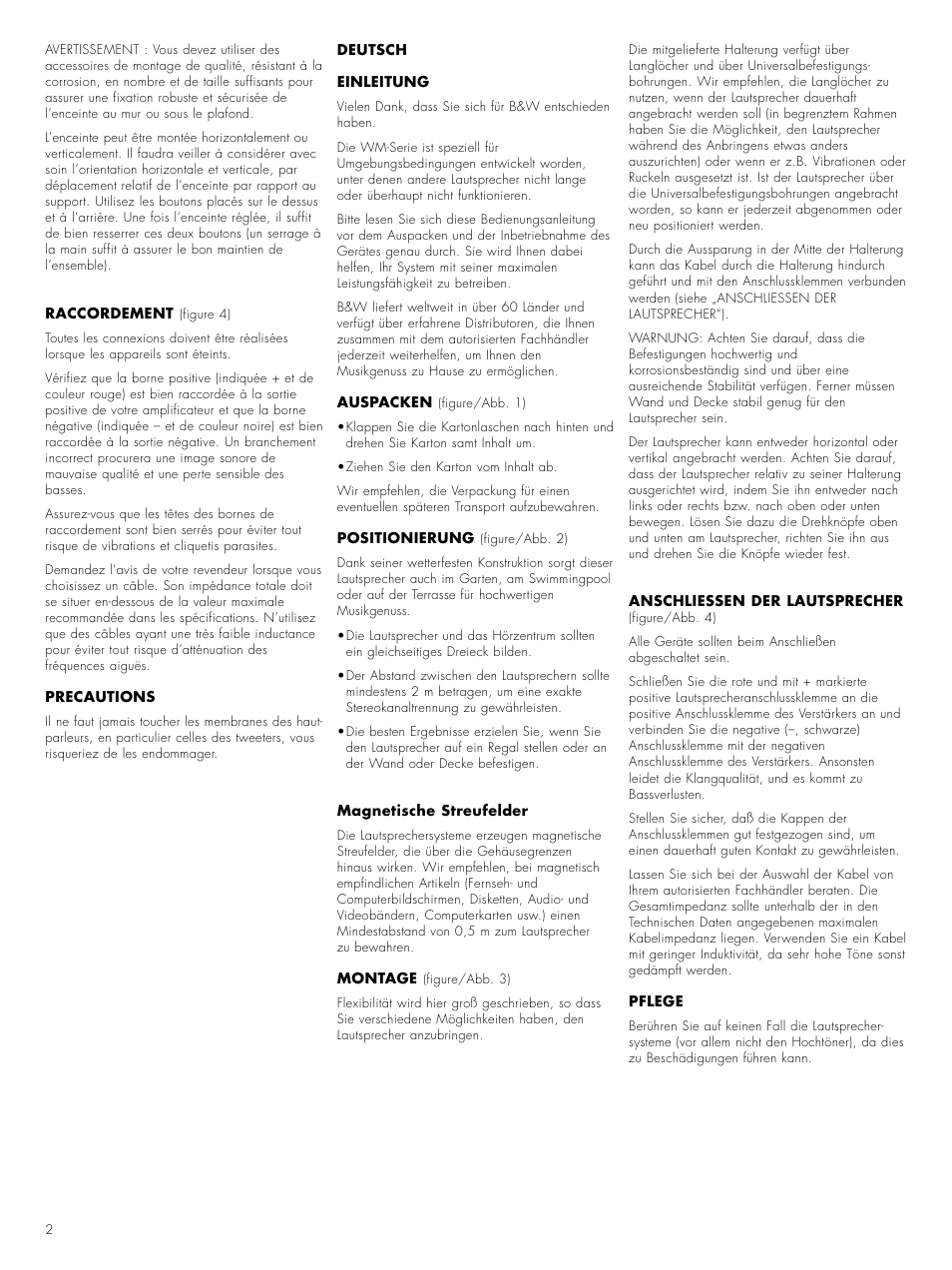 Bowers & Wilkins WM 2 User Manual | Page 4 / 14