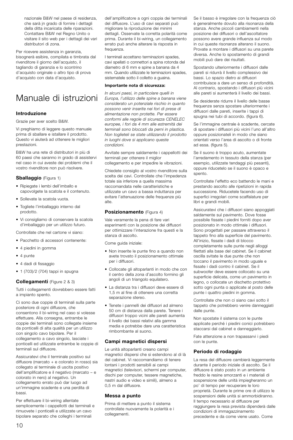 Manuale di istruzioni | Bowers & Wilkins 703 User Manual | Page 13 / 33