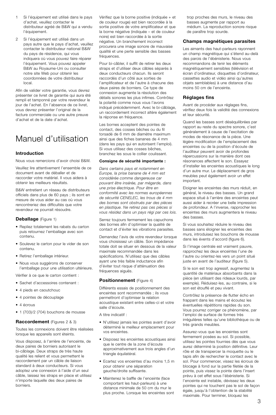 Manuel d’utilisation | Bowers & Wilkins 703 User Manual | Page 6 / 33