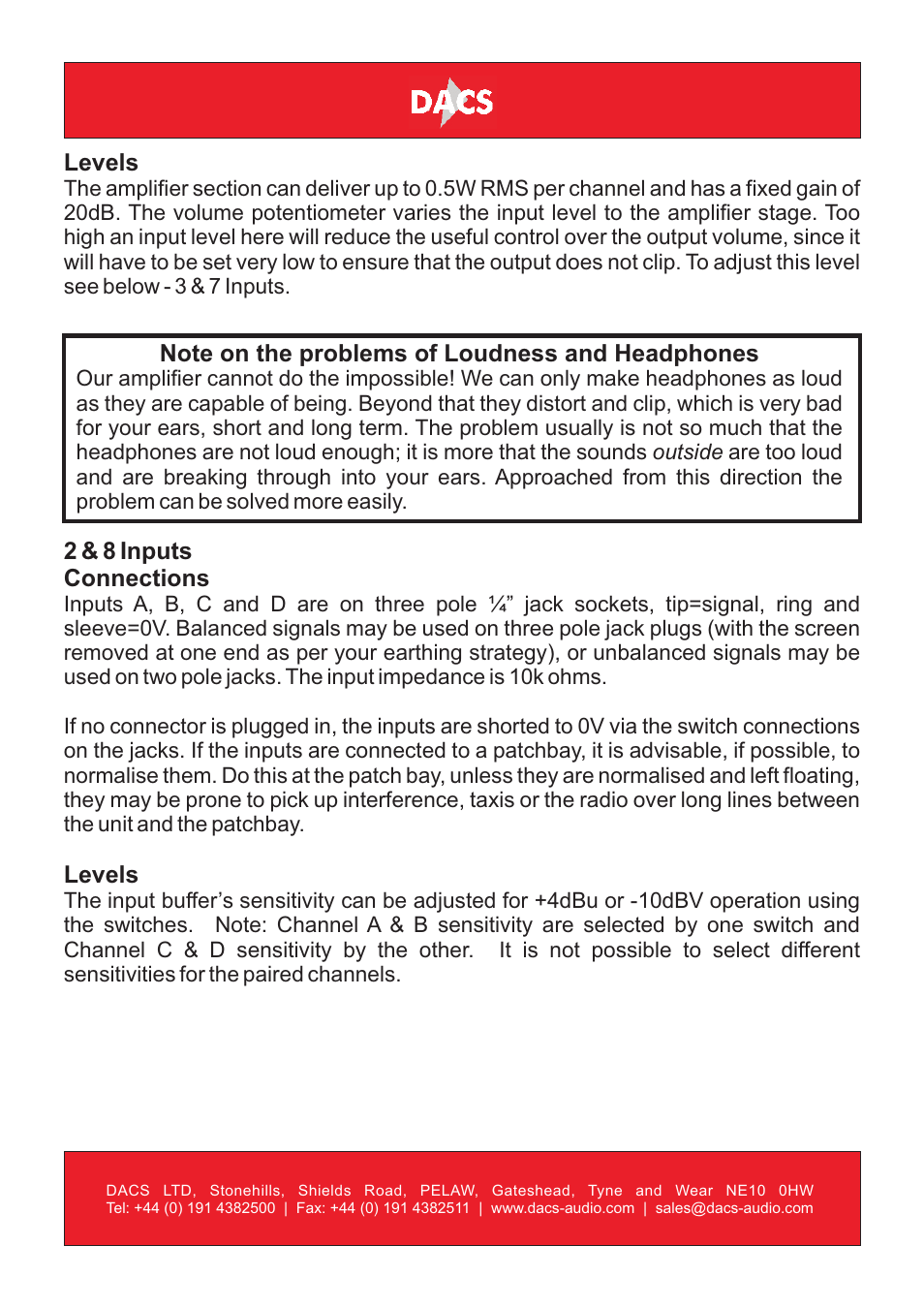 DACS Audio HeadLite2 User Manual | Page 5 / 8