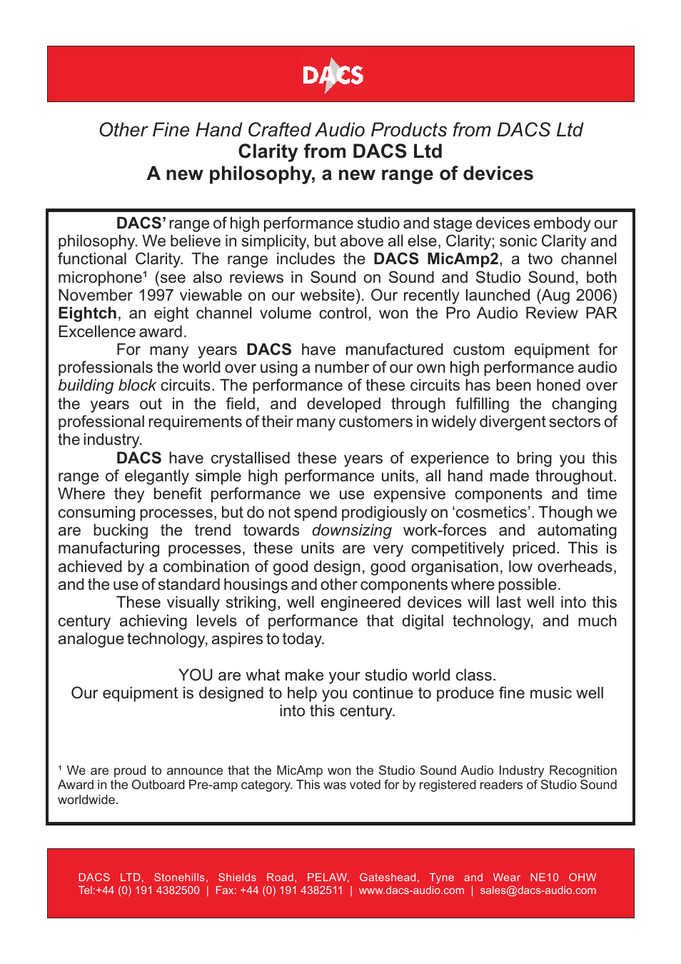 DACS Audio HeadLite2 User Manual | Page 8 / 8