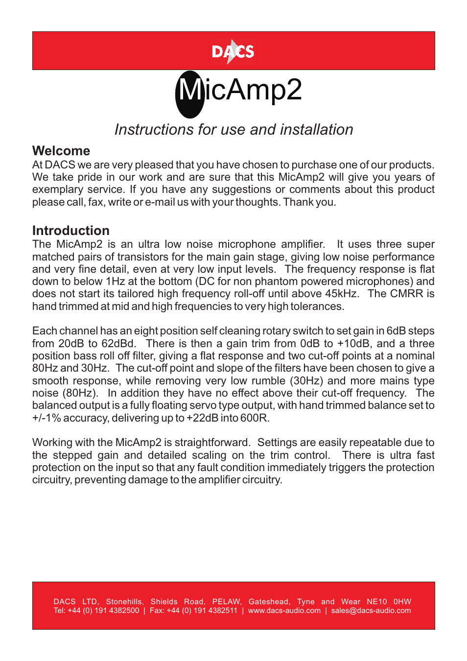 Icamp2 m | DACS Audio MicAmp2 User Manual | Page 2 / 8