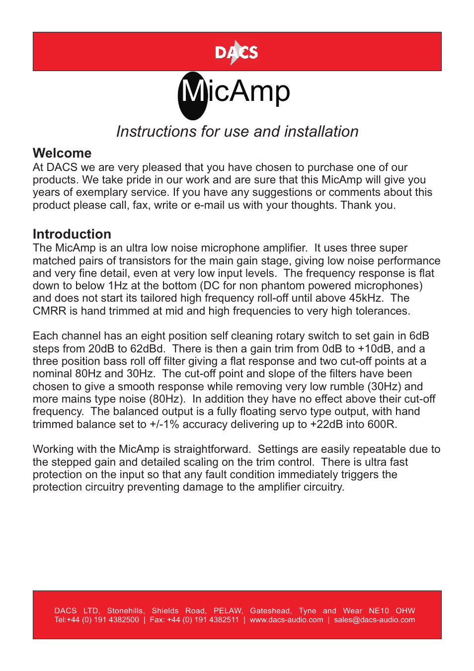 Icamp m | DACS Audio MicAmp User Manual | Page 2 / 8