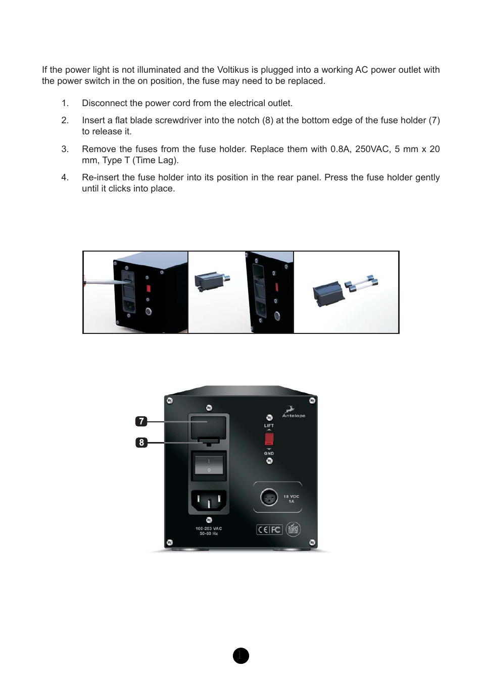 Replacing a fuse | Antelope Audio Voltikus User Manual | Page 8 / 11