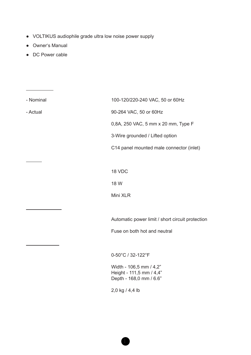 Technical specifi cations | Antelope Audio Voltikus User Manual | Page 9 / 11