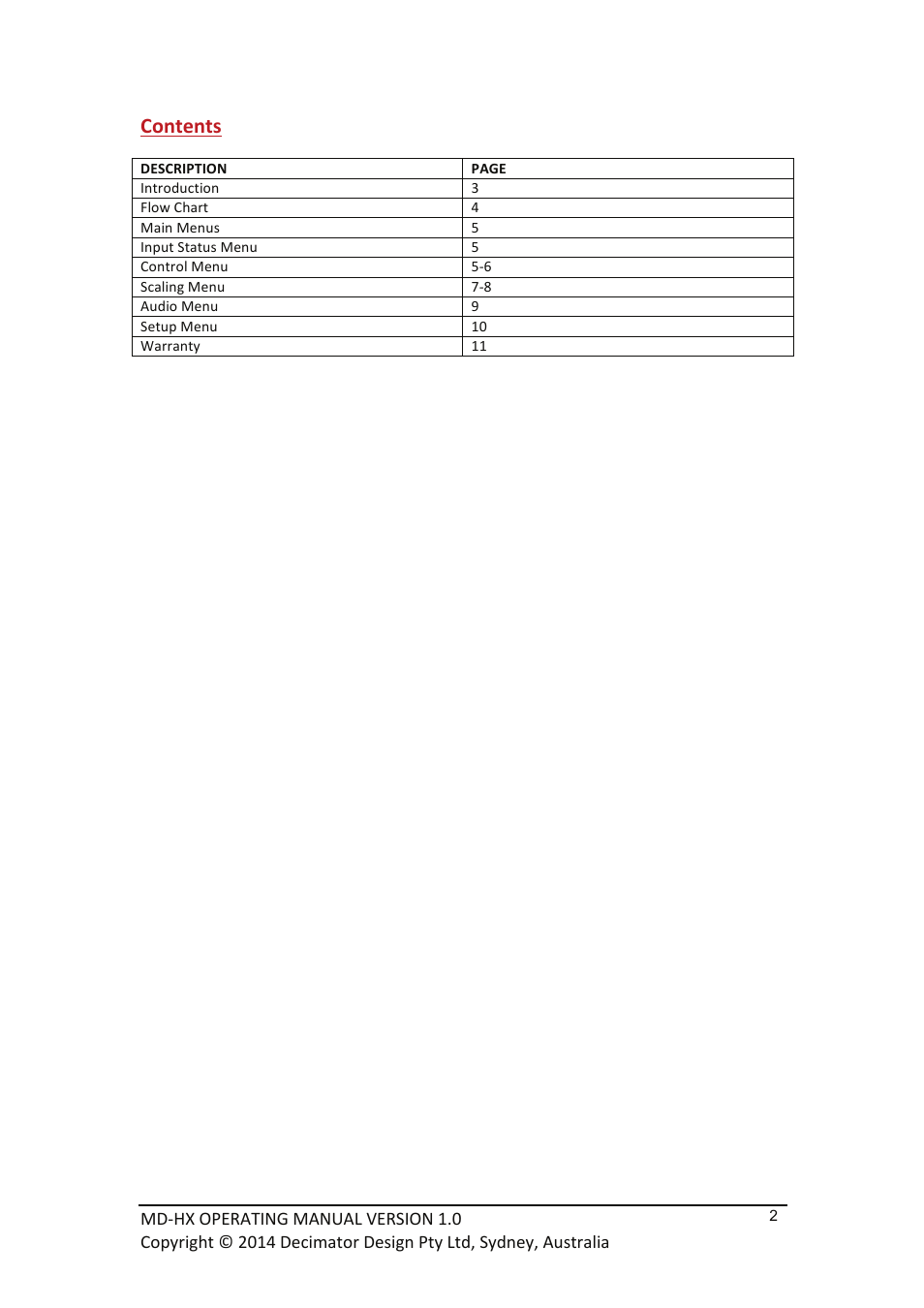 Decimator Design MD-HX User Manual | Page 2 / 11