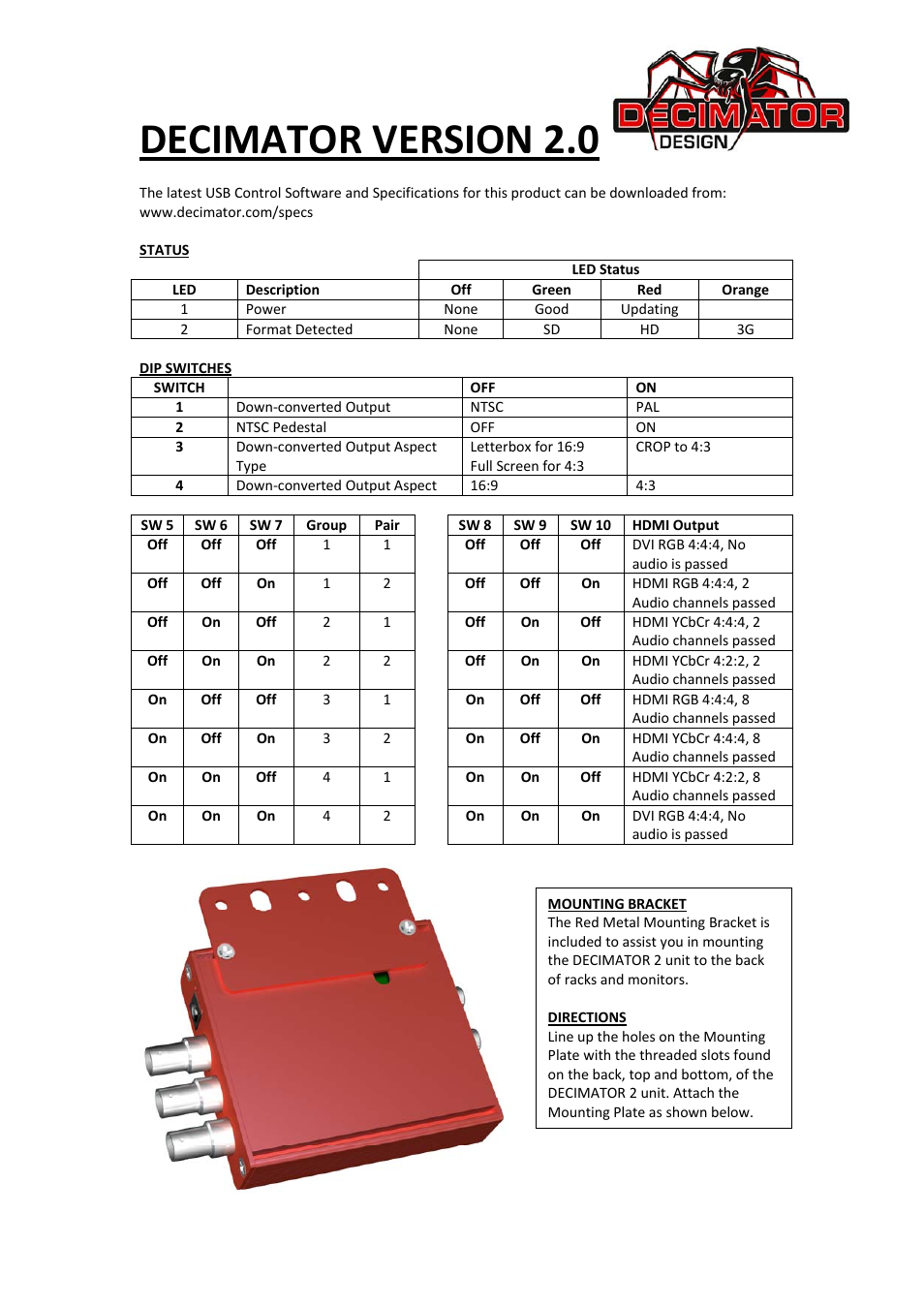 Decimator Design DECIMATOR 2 User Manual | 2 pages