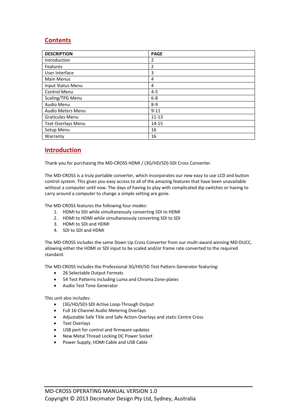 Decimator Design MD-CROSS User Manual | Page 2 / 16