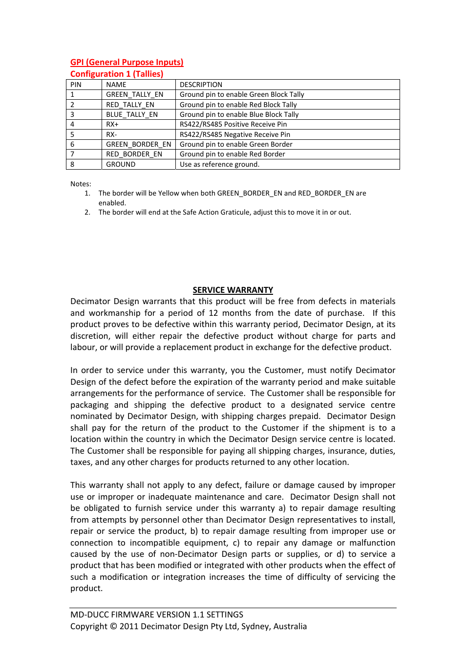 Decimator Design MD-DUCC User Manual | Page 8 / 8