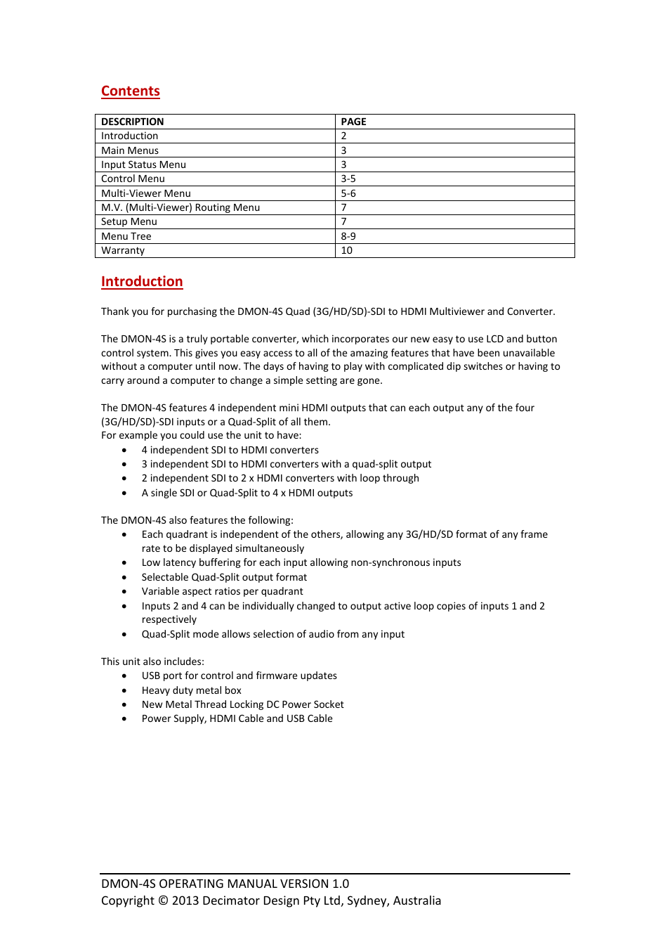 Decimator Design DMON-4S User Manual | Page 2 / 10