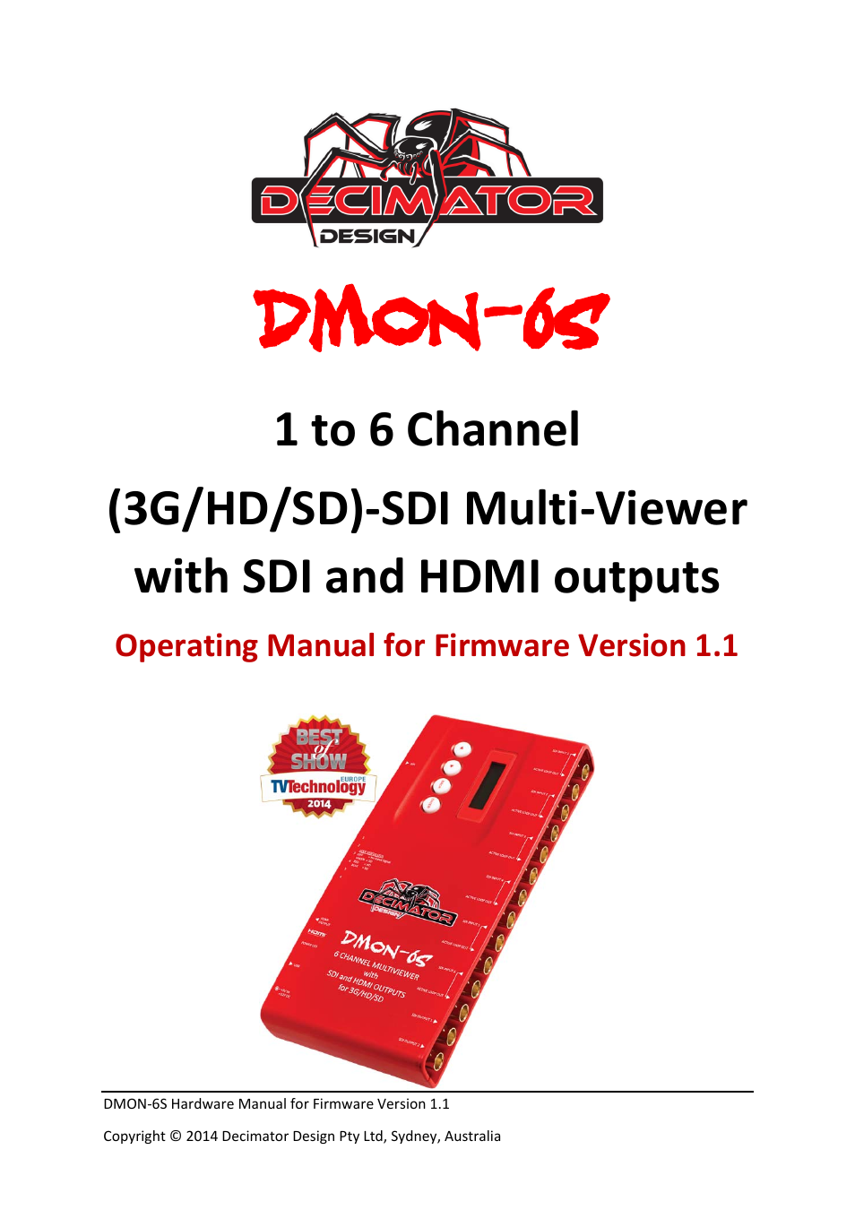 Decimator Design DMON-6S User Manual | 15 pages