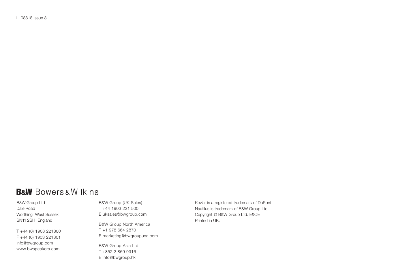 Bowers & Wilkins Signature 8NT User Manual | Page 34 / 34