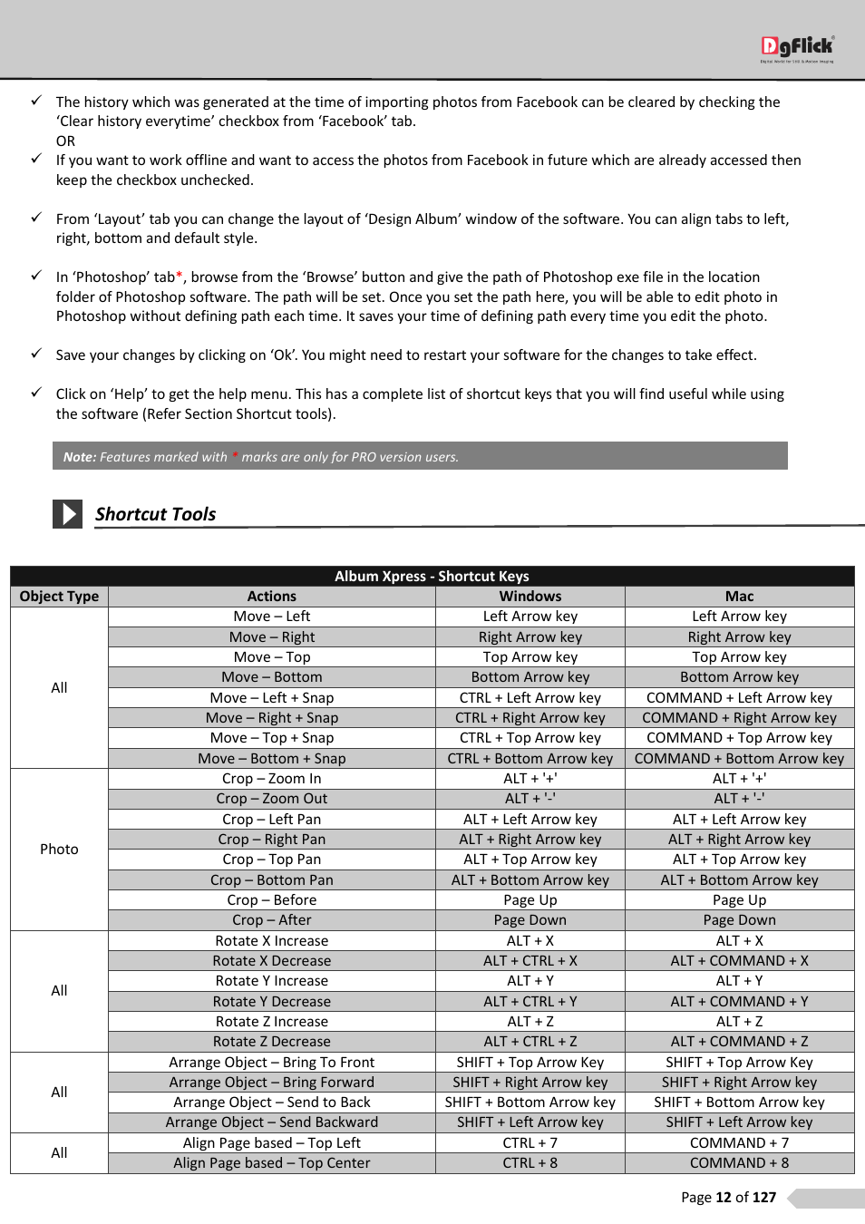 Shortcut tools | DgFlick AlbumXpress User Manual | Page 13 / 128