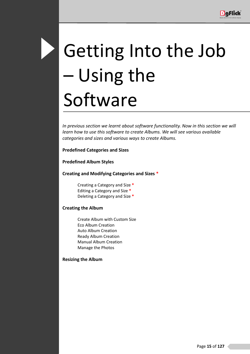 Getting into the job – using the software | DgFlick AlbumXpress User Manual | Page 16 / 128