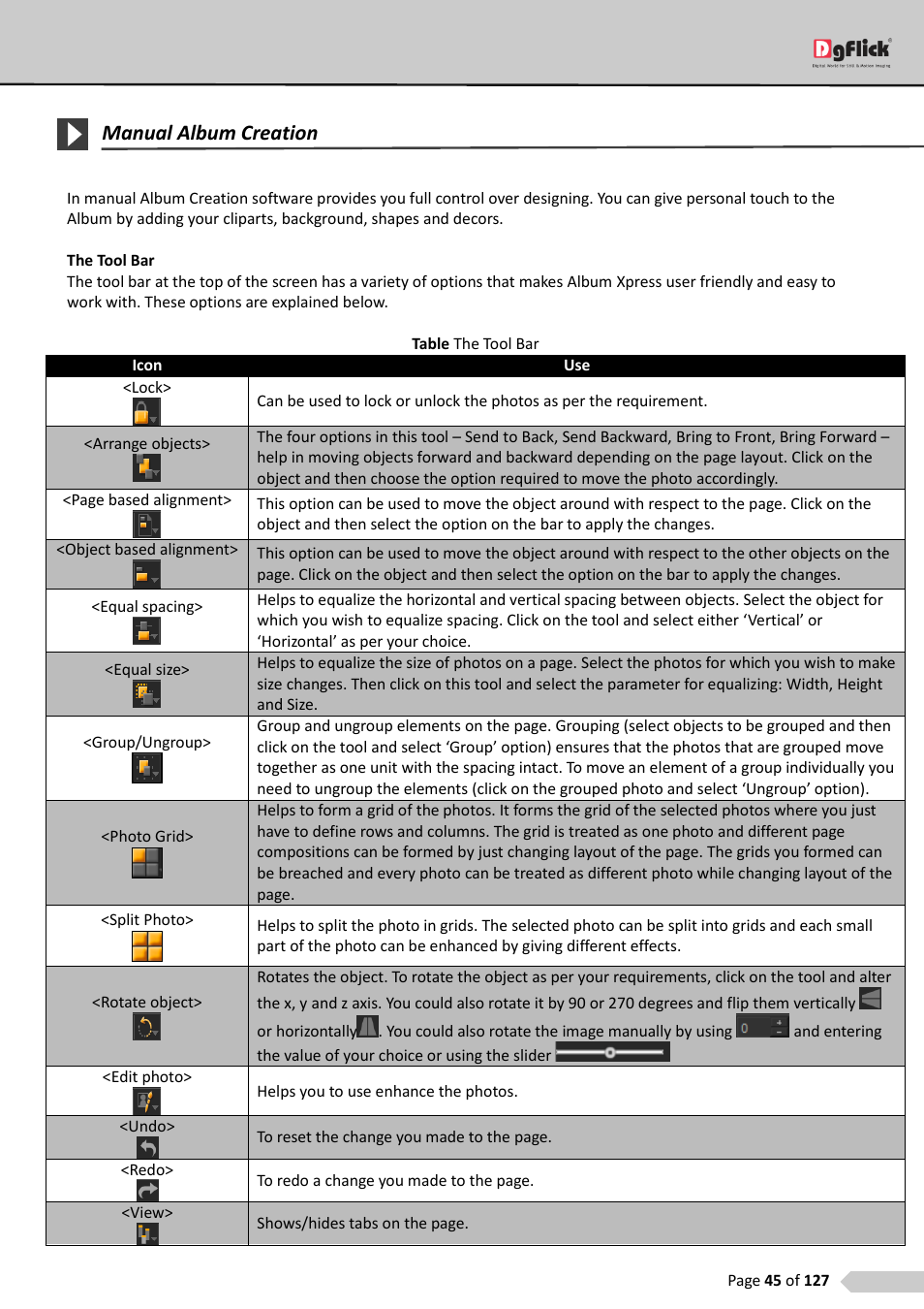 Manual album creation | DgFlick AlbumXpress User Manual | Page 46 / 128