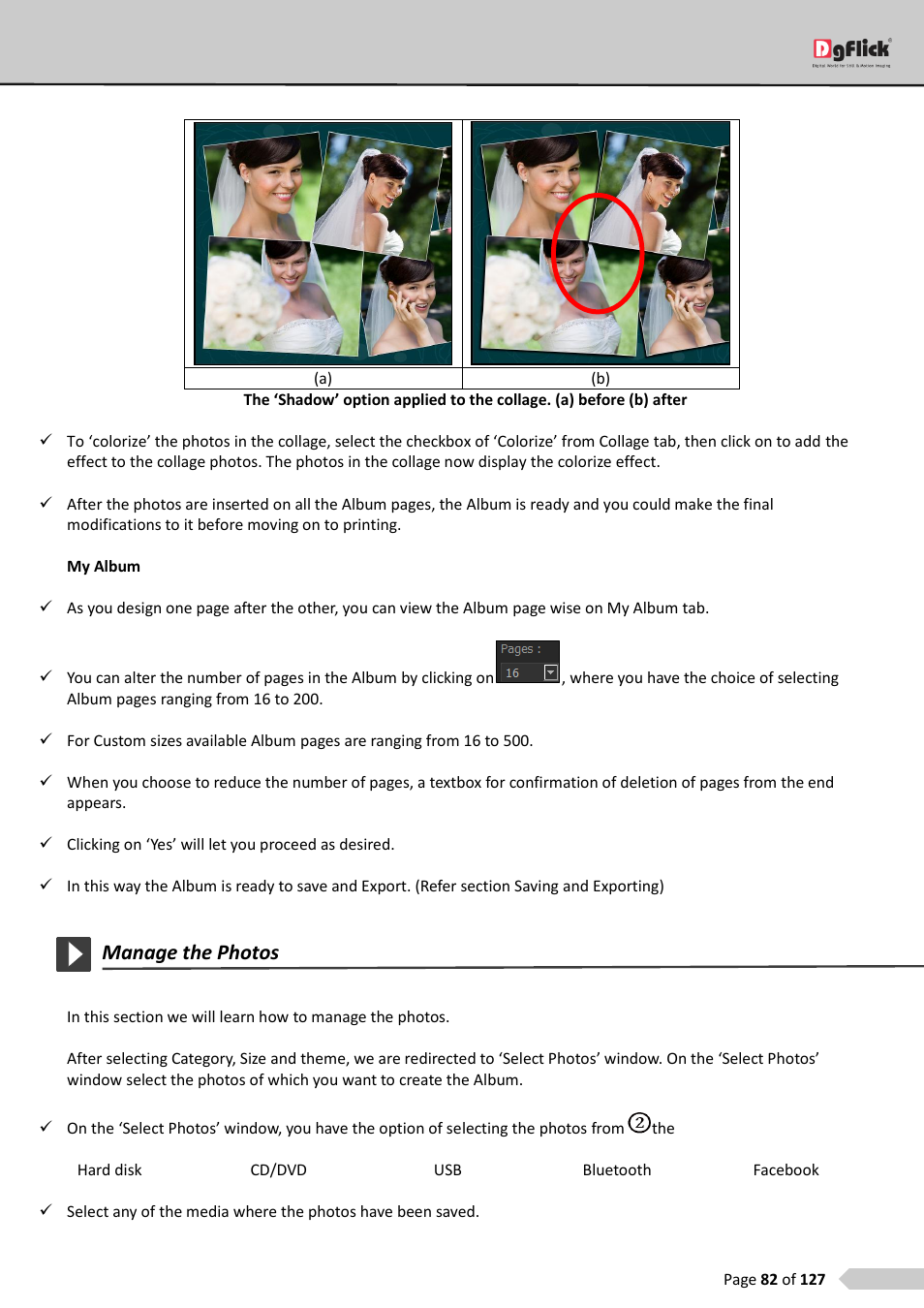 Manage the photos | DgFlick AlbumXpress User Manual | Page 83 / 128
