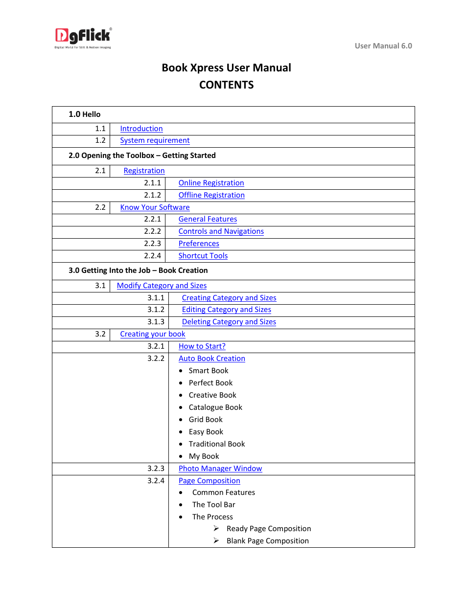 Book xpress user manual contents | DgFlick BookXpress User Manual | Page 2 / 113
