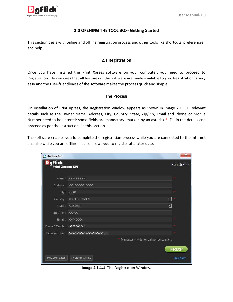 Registration | DgFlick PrintXpress User Manual | Page 5 / 53