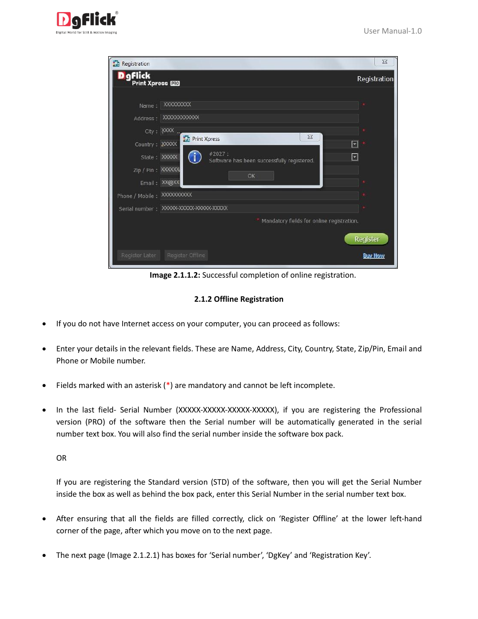 Offline registration | DgFlick PrintXpress User Manual | Page 7 / 53