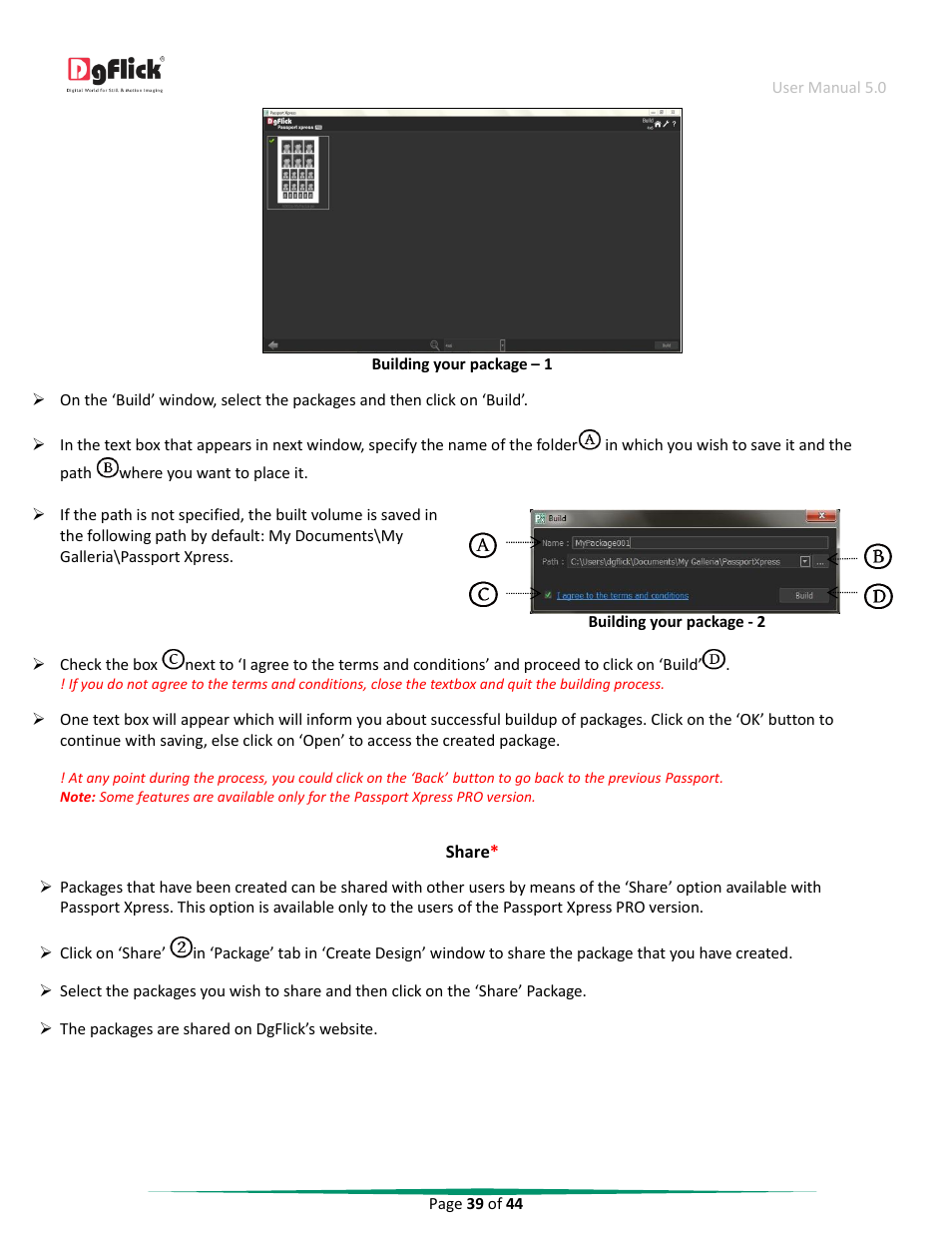 Share | DgFlick Passport Xpress User Manual | Page 40 / 45