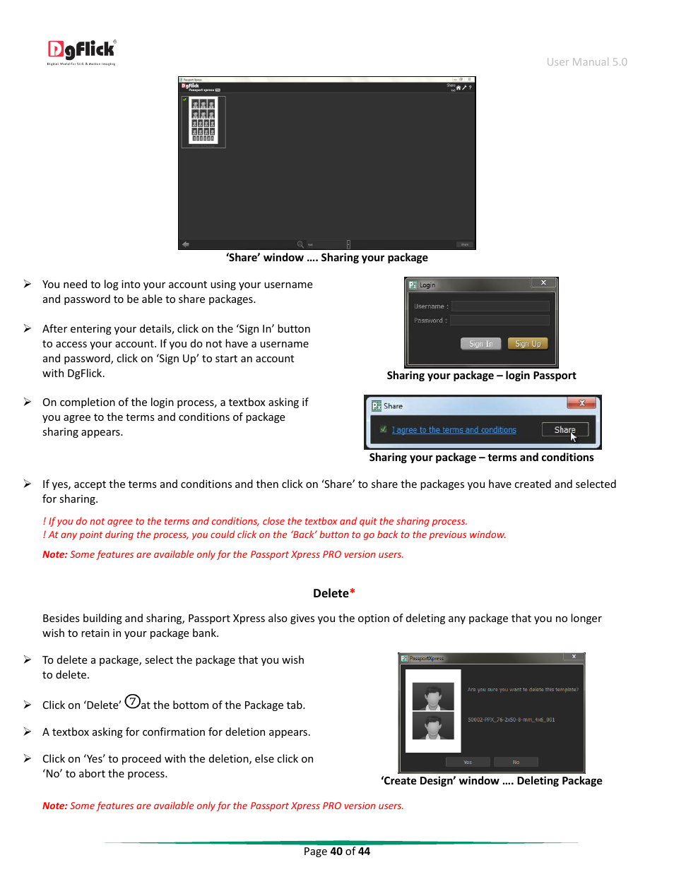 Delete | DgFlick Passport Xpress User Manual | Page 41 / 45