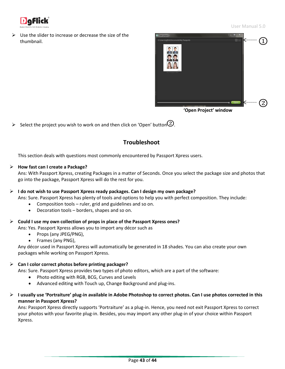 Troubleshoot | DgFlick Passport Xpress User Manual | Page 44 / 45