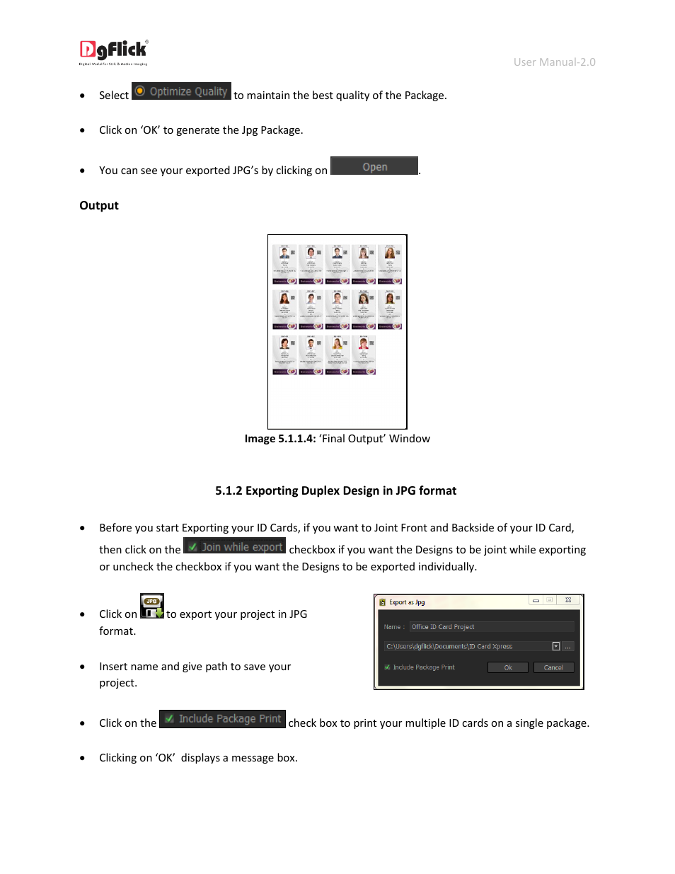 Exporting duplex design in jpg format | DgFlick IDCardXpress User Manual | Page 68 / 75