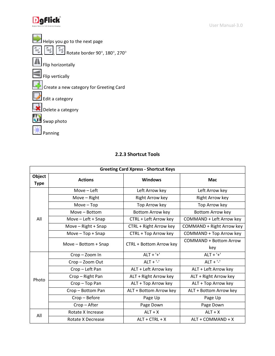 Shortcut tools | DgFlick GreetingXpress User Manual | Page 11 / 86