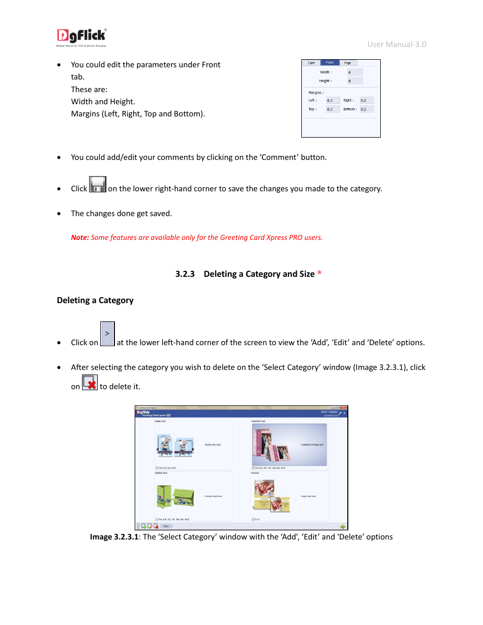 Deleting a category and size | DgFlick GreetingXpress User Manual | Page 23 / 86